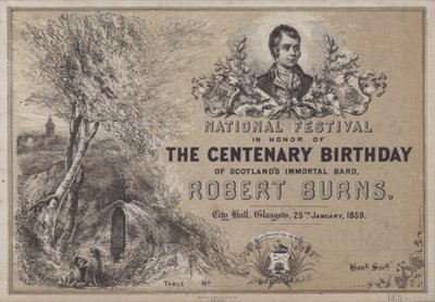 Nationales Fest zu Ehren des hundertjährigen Geburtstags von Schottlands unsterblichem Dichter Robert Burns, 25. Januar 1859 von English School